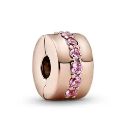 Hạt Vòng Charm Pandora Clip With Pink Zirconia 781972C01 Màu Vàng Hồng