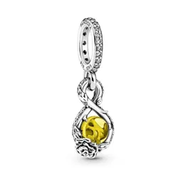 Hạt Vòng Charm Pandora Disney Belle Infinity And Rose Flower Pendant 399525C01 Màu Bạc Vàng