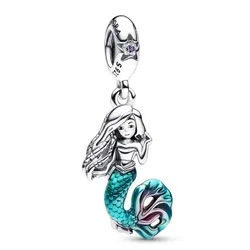 Hạt Vòng Charm Pandora Disney The Little Mermaid Ariel Dangle 792695C01 Màu Bạc/Xanh