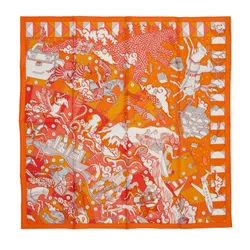 Khăn Hermès Orange Silk L'Epopee  Màu Cam