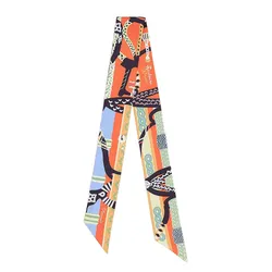 Khăn Nữ Hermès Twilly Fantaisie d'Etriers Abricot / Aubergine / Mauve Màu Xanh Cam