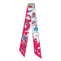 Khăn Phụ Kiện Nữ Hermès Twilly Sur Mon Nuage Fuchsia / Bleu / Multicolore Màu Hồng Trắng