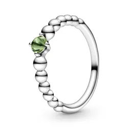 Nhẫn Nữ Pandora August Birthstone Beaded Ring 198867C10 Màu Xanh Bạc Size 54