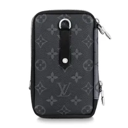 Túi Đeo Chéo Louis Vuitton LV Double Phone Pouch M69534 Màu Xám Đen