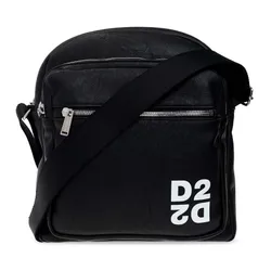 Túi Đeo Chéo Nam Dsquared2 Black Leather With Logo Printed CBM003316805228 Màu Đen