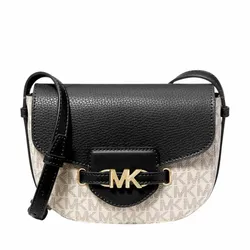 Túi Đeo Chéo Nữ Michael Kors MK Reed Small Logo and Leather Crossbody Bag 35F3G6RC1B Màu Trắng/Đen 