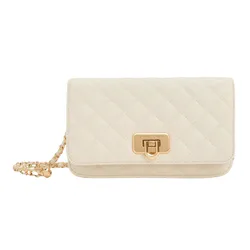 Túi Đeo Vai Nữ Charles & Keith CNK Cressida Quilted Push-Lock Clutch Cream 70160131 Màu Trắng Kem