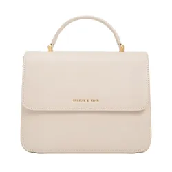 Túi Đeo Vai Nữ Charles & Keith CNK Front Flap Top Handle Bag Ivory CK2-80160156 Màu Trắng Ngà