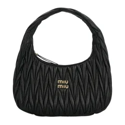Túi Đeo Vai Nữ Miu Miu Black Leather With Gold Logo 5BC108VOOYN88 F0002 Màu Đen