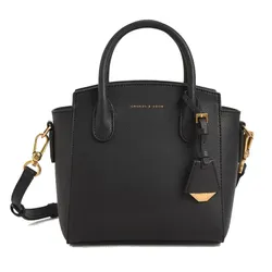 Túi Xách Nữ Charles & Keith CNK Double Handle Trapeze Square Handbag Black 30270225-5 Màu Đen