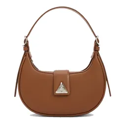 Túi Xách Nữ Charles & Keith CNK Trice Metallic Accent Belted Shoulder Bag Cognac 50271205 Màu Nâu