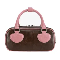 Túi Xách Tay Nữ Find Kapoor Heart Block Bag 22 Crinkled  Brown Pink Màu Hồng Nâu