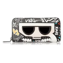 Ví Nữ Karl Lagerfeld Maybelle Continental Large Zip Around Wallet LH9QU5AV BKO Màu Đen Họa Tiết