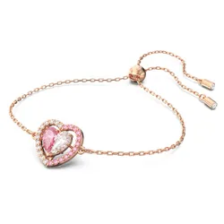 Vòng Đeo Tay Nữ Swarovski Gema 520 Bracelet Heart Pink/ Rose Goald Plated 5653012 Màu Vàng Hồng
