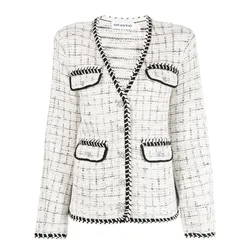 Áo Cardigan Nữ Self-Portrait En Maille À Carreaux Màu Đen Trắng Size S