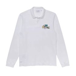 Áo Polo Dài Tay Nam Lacoste Holiday Crocodile Badge Polo Shirt PH1370 Màu Trắng Size 3
