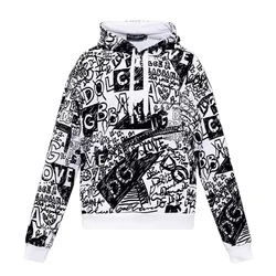 Áo Hoodie Nam Dolce & Gabbana D&G Hoodie With Textured Graffiti Print G9YV5TG7L8K Màu Trắng Size XS