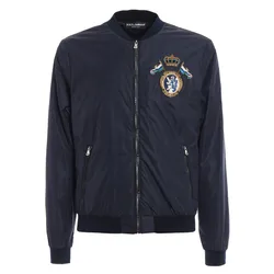 Áo Khoác Nam Dolce & Gabbana D&G Embroidered Crest Nylon Bomber G9IY8Z Màu Xanh Navy Size 48