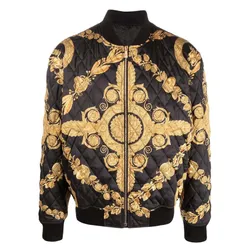 Áo Khoác Nam Versace Maschera Baroque-print Quilted Bomber Jacket 1009431 Màu Đen Vàng Size 46