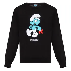 Áo Len Nam Dsquared2 Black The Smurfs S78HA0041 Màu Đen Size S