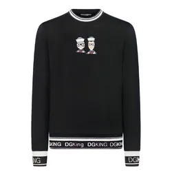 Áo Nỉ Nam Dolce & Gabbana D&G KingTrainer Sweater Màu Đen Size 50