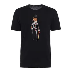 Áo Phông Nam Dolce & Gabbana D&G Black Royal Fox Tshirt G8HI7Z Màu Đen Size 46
