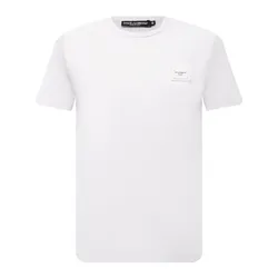 Áo Phông Nam Dolce & Gabbana D&G Logo Embroidered In White Tshirt G8KJ9T Màu Trắng Size 44