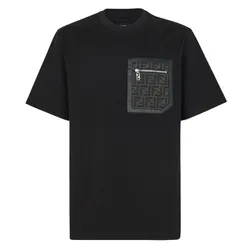 Áo Phông Nam Fendi Black Box Logo Zipper Tshirt FY1257 APM4 F0QA1 Màu Đen