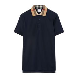 Áo Polo Nam Burberry Check Motif Cotton Polo Shirt 8072661 B3590 Màu Xanh Navy Size S