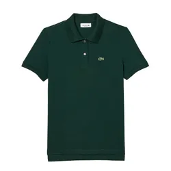 Áo Polo Nữ Lacoste Women's Regular Fit Soft Cotton Petit Piqué Shirt PF7839-00 Màu Xanh Lá Đậm Size 36