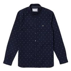 Áo Sơ Mi Nam Lacoste Men's Slim Fit Print Cotton Poplin Shirt CH0001 00 525 Màu Xanh Navy Size 39