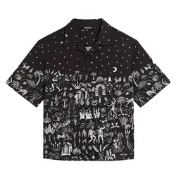 Áo Sơ Mi Nam Neil Barrett Dancing In The Moonlight Bowling Shirt Màu Đen Trắng
