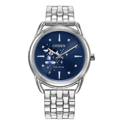 Đồng Hồ Nữ Citizen Eco-Drive Mickey Mouse Icon Watch FE7090-55LDY22 Màu Bạc (Kèm Dây da) 