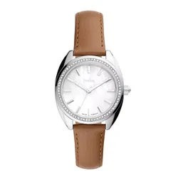 Đồng Hồ Nữ Fossil Vale Solar-Powered Brown Leather Watch BQ3774 Màu Nâu Bạc 