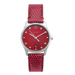 Đồng Hồ Nữ Gucci G-Timeless Red Mop Dial Red Leather YA126584 Màu Đỏ