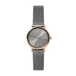 Đồng Hồ Nữ Skagen Signatur Lille Two-Hand Charcoal Stainless Steel Mesh Watch SKW2996 Màu Bạc