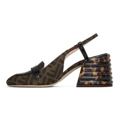 Giày Cao Gót Nữ Fendi Forever Fendi Slingback Heels Màu Nâu Đen Size 36