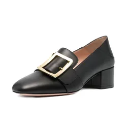Giày Lười Nữ Bally Janelle Block-Heel Loafers Màu Đen Size 35