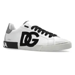 Giày Sneaker Nam Dolce & Gabbana D&G Portofino Vintage White & Silver Leather CS2203 AO326 8I048 Màu Đen Trắng Size 40