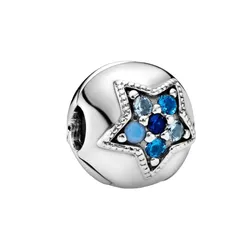 Hạt Vòng Charm Pandora Bright Blue Star Clip 796380NSBMX Màu Xanh Bạc