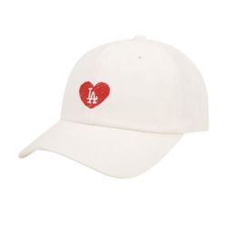 Mũ MLB Heart Front Logo Unstructured Ball Cap LA 32CPUB111 07I 50L Màu Trắng