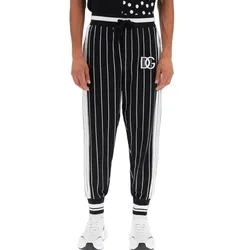 Quần Jogger Nam Dolce & Gabbana D&G Patch Drawstring Striped Track Trousers GVGTAZFU7DU Màu Đen Size 44