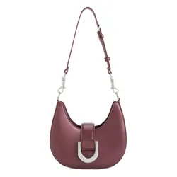 Túi Đeo Vai Nữ Charles & Keith CNK Gabine Leather Crystal-Embellished Hobo Bag Prune 20271341 Màu Đỏ Đô