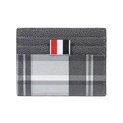 Ví Đựng Thẻ Thom Browne Madras Pebble Grain Leather MAW220A Màu Trắng Xám