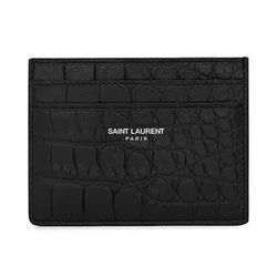 Ví Đựng Thẻ Yves Saint Laurent YSL Credit Card Case In Crocodile Embossed Leather Màu Đen
