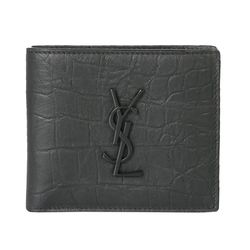 Ví Nam Yves Saint Laurent YSL Leather Monogram Wallet Màu Đen