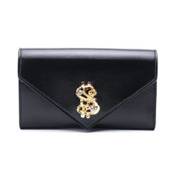 Ví Nữ Moschino Leather Wallet In Black Màu Đen