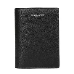 Ví Yves Saint Laurent YSL Plain Leather Folding Wallet Logo Màu Đen