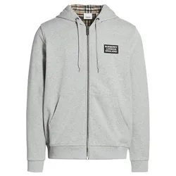 Áo Hoodie Nam Burberry Hove Check Zip In Gray For Men Màu Xám