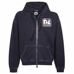 Áo Hoodie Nam Dsquared2 Cotton Retro Zip S71HG0121S25463478 Màu Xanh Đậm